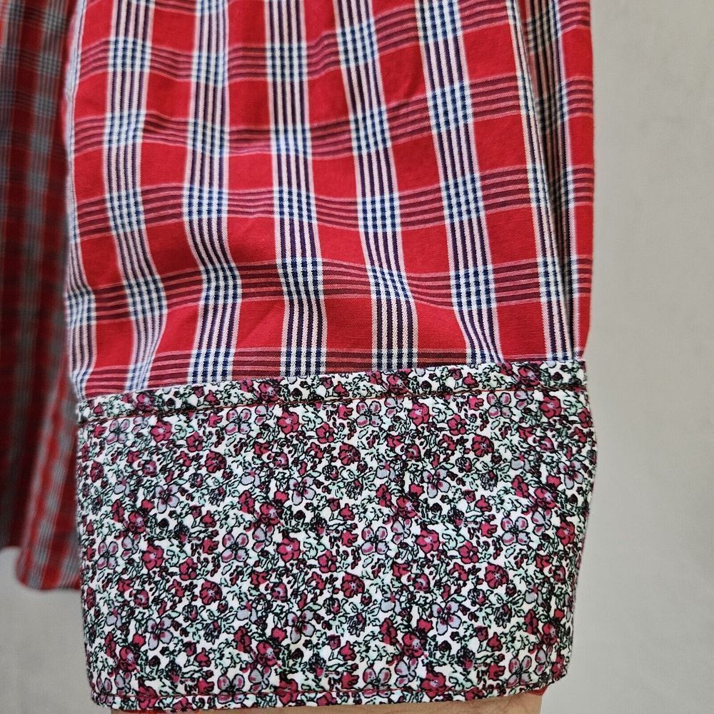 Tailorbyrd Mens 2XL Striped Dress Shirt Red Blue Plaid Flip Cuff Floral L/Sleeve - Picture 5 of 12